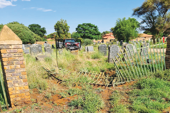 Vehicle ploughs through graves